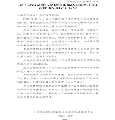维托尔投冰袋遭6场禁赛罚款